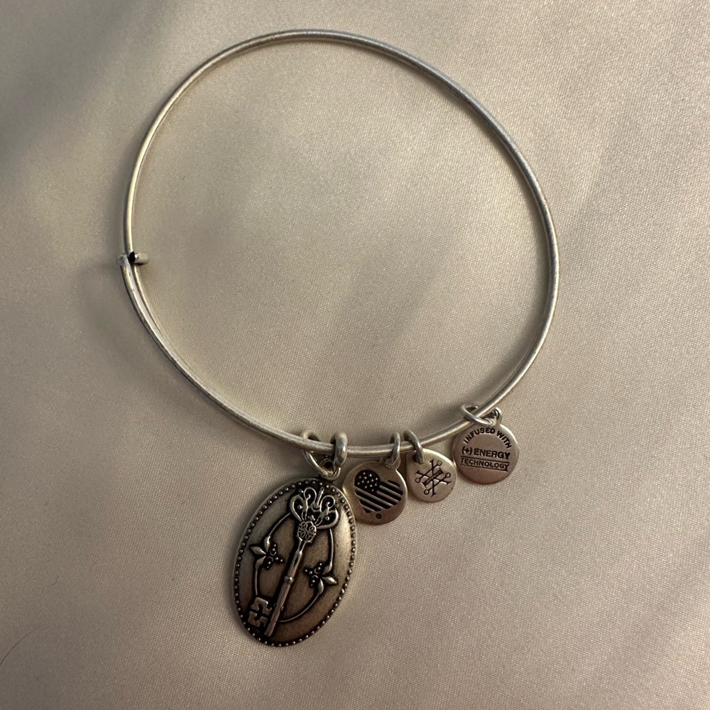 Alex and Ani Silver Key Charm Bangle Bracelet